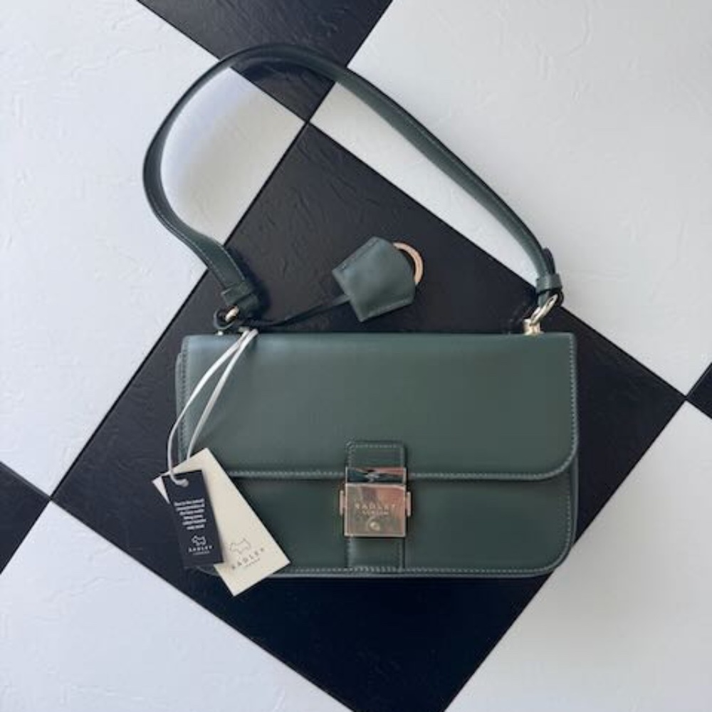 NWT Radley London Medium Foldover Shoulder Purse with Hanley Close GREEN